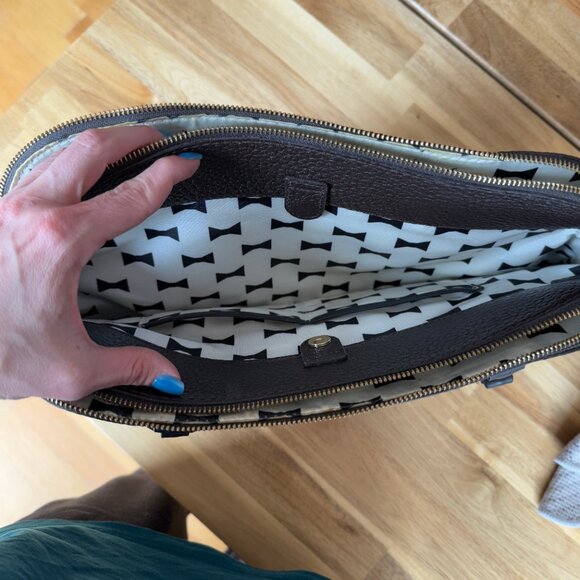 Kate Spade Grove Street Barton Leather Satchel – Brown & Taupe - Picture 8 of 11